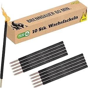 Wachsfackeln 10 Stück (60 Min)